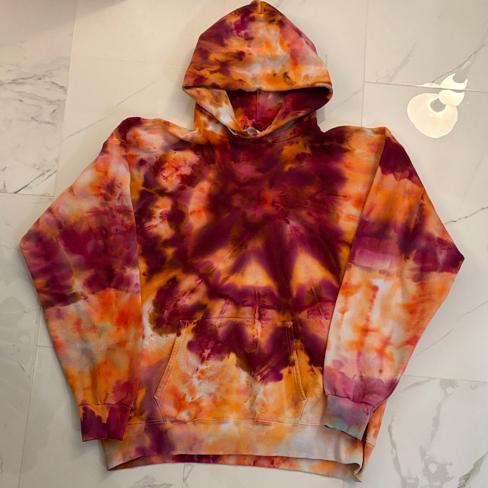 Hanes Ultimate Cotton Multicolor Tie-Dye Hoodie, Size Large